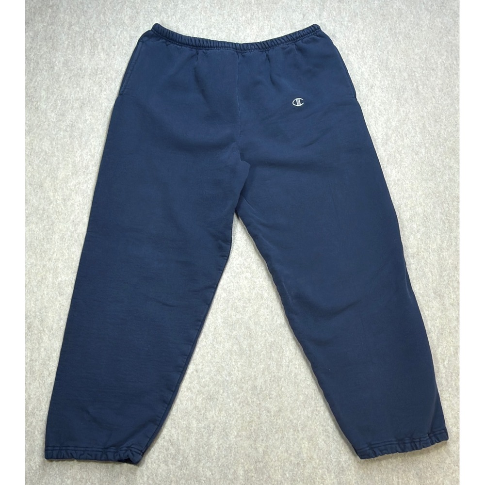 Vintage Champion Mens Large made Mexico 90s Blue Baggy Retro Gym Sweatpants